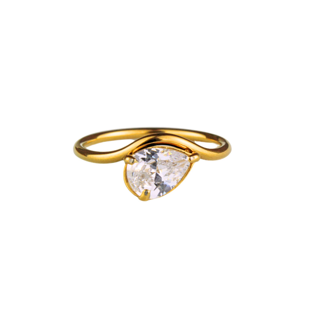 Chelsea Ring - 18K Gold Plated Sterling Silver Waterproof Tarnish-Free Women's Ring with Zircon Gemstone - AURALDN