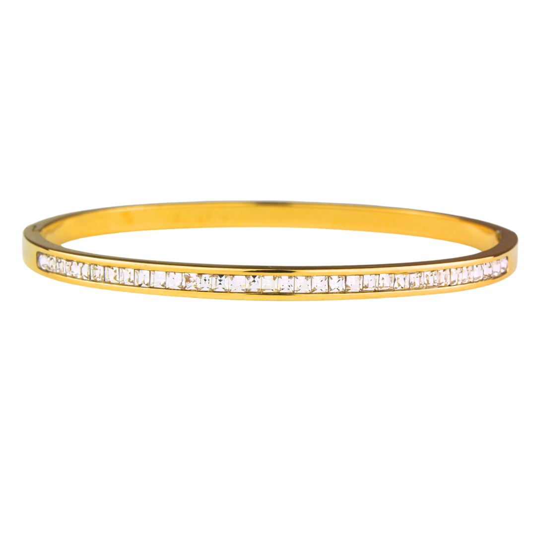 Kensal Rise Bangle - 18K Gold Plated Sterling Silver Waterproof Tarnish-Free Women's Bracelet with Zircon Gemstones - AURALDN