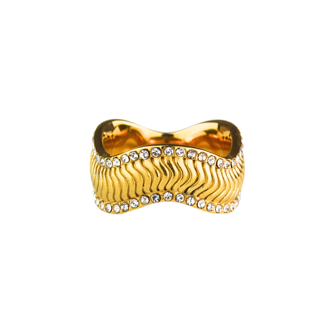 Oxford Street Ring - 18K Gold Plated Sterling Silver Waterproof Tarnish-Free Women's Ring with Zircon Gemstones - AURALDN